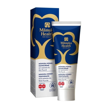 Manuka Health Pastă de dinți cu fluor, Miere de Manuka MGO 250+ și ulei de Manuka pentru adulți 75g Manuka Health Pastă de dinți cu fluor, Miere de Manuka MGO 250+ și ulei de Manuka pentru adulți 75g